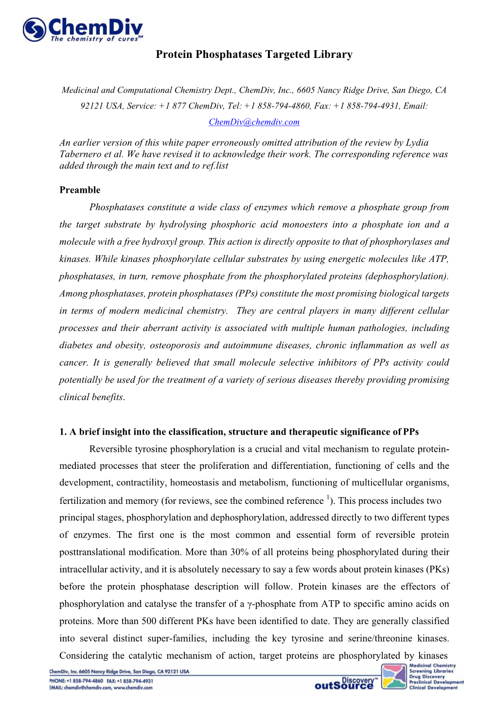 Protein Phosphatases Targeted Library