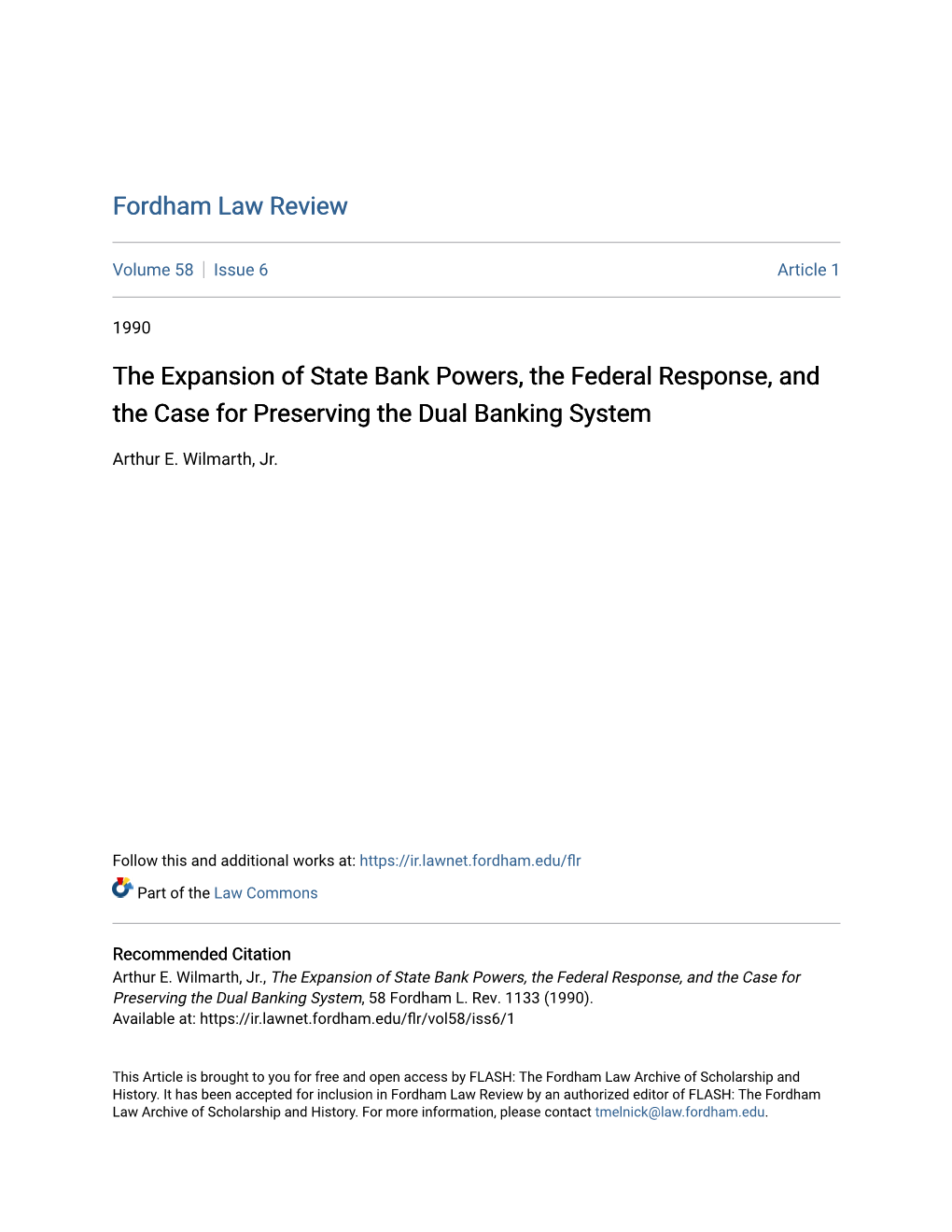 The Expansion of State Bank Powers, the Federal Response, and the Case for Preserving the Dual Banking System