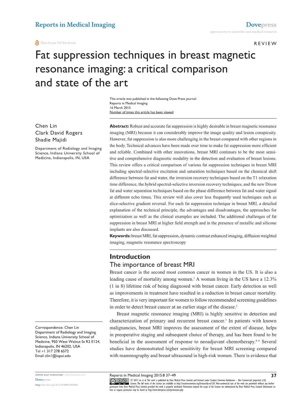 Fat Suppression Techniques in Breast Magnetic Resonance Imaging: a Critical Comparison and State of the Art