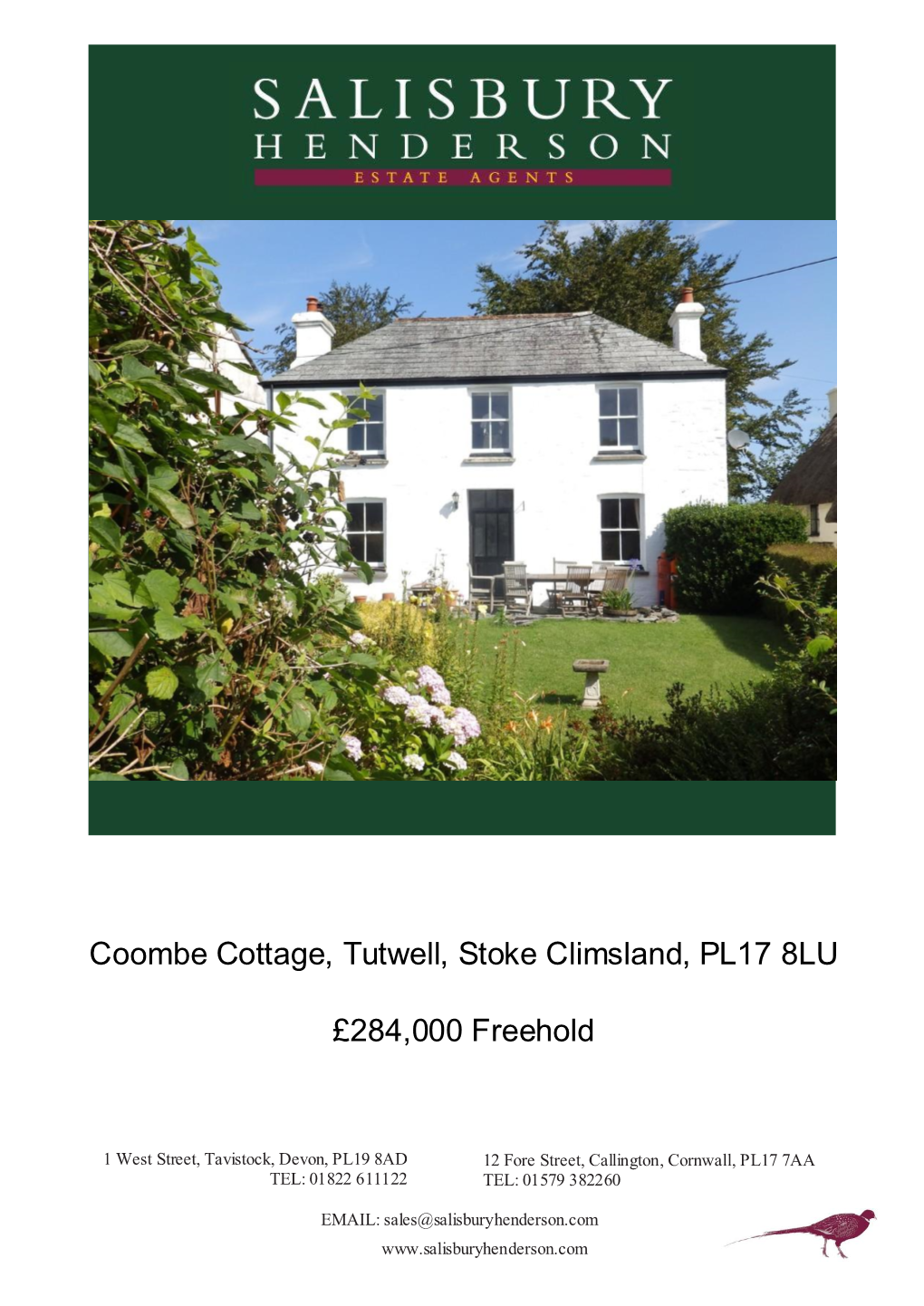 Coombe Cottage, Tutwell, Stoke Climsland, PL17 8LU £284,000