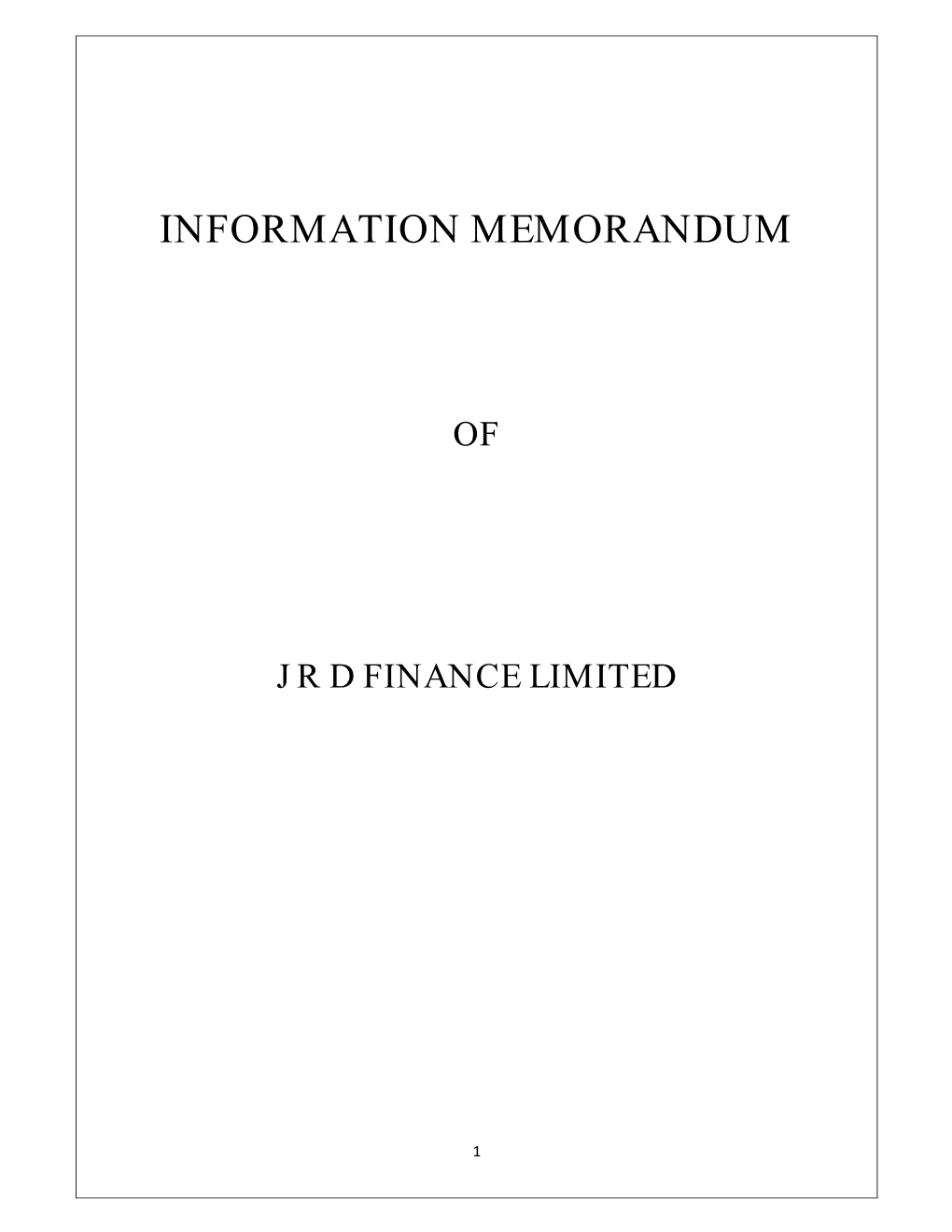 Information Memorandum