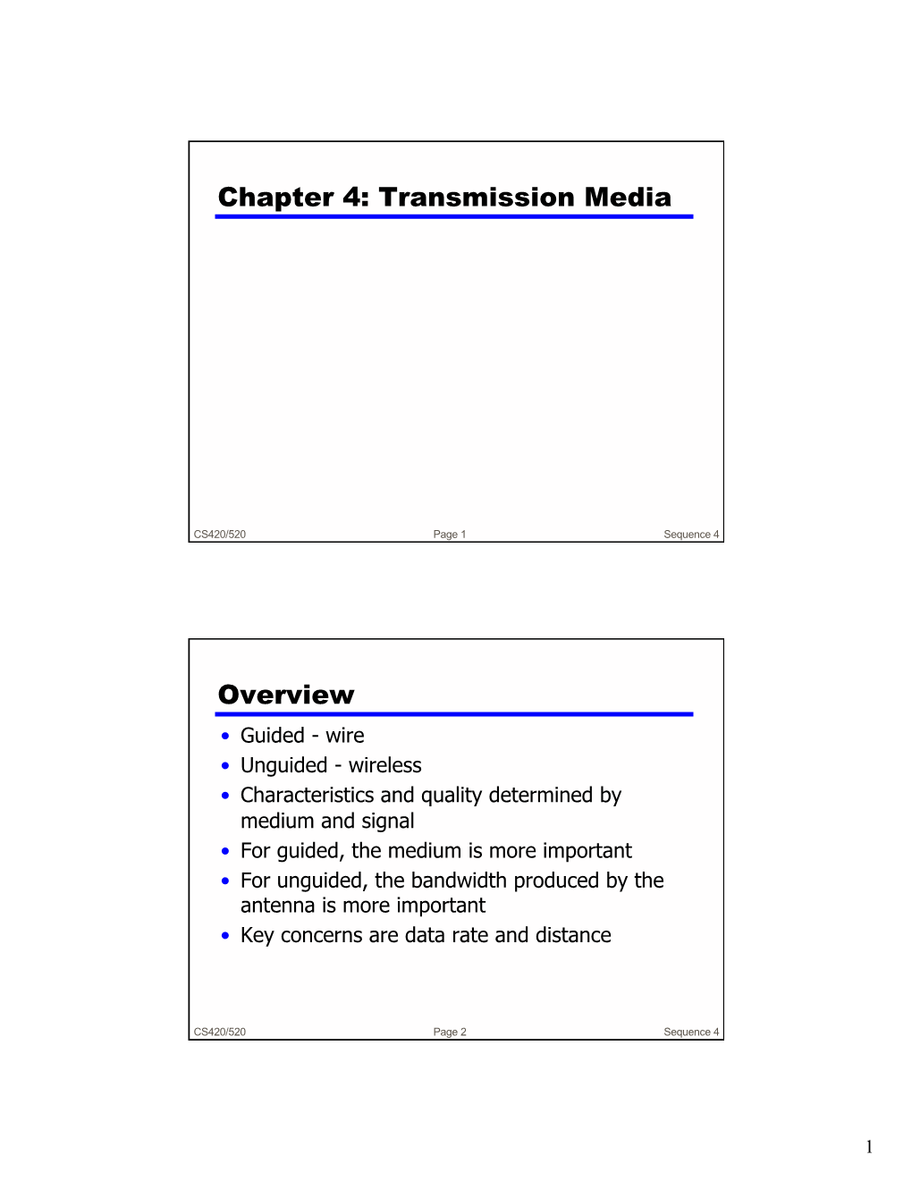 Chapter 4: Transmission Media Overview