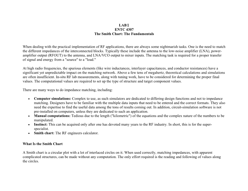 The Smith Chart: the Fundamentals