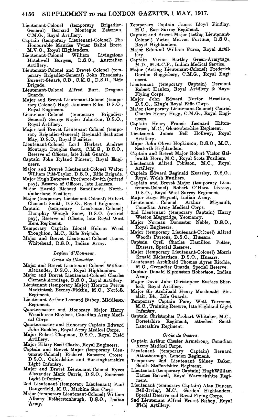 4156 Supplement to the London Gazette, 1 May, 1917