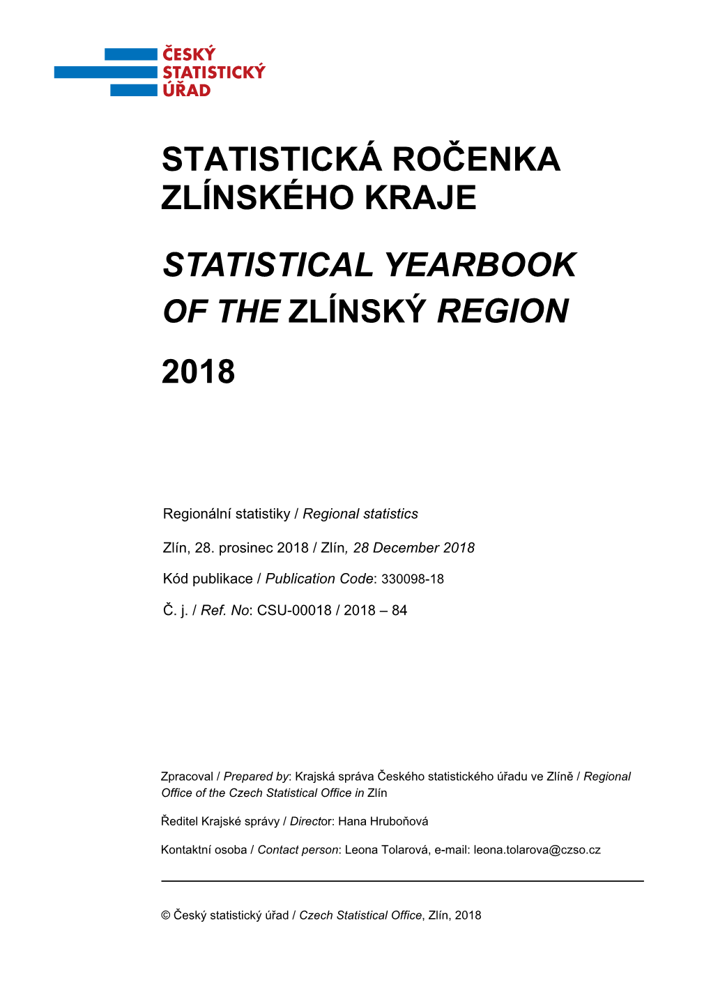 Statistická Ročenka Zlínského Kraje Statistical Yearbook