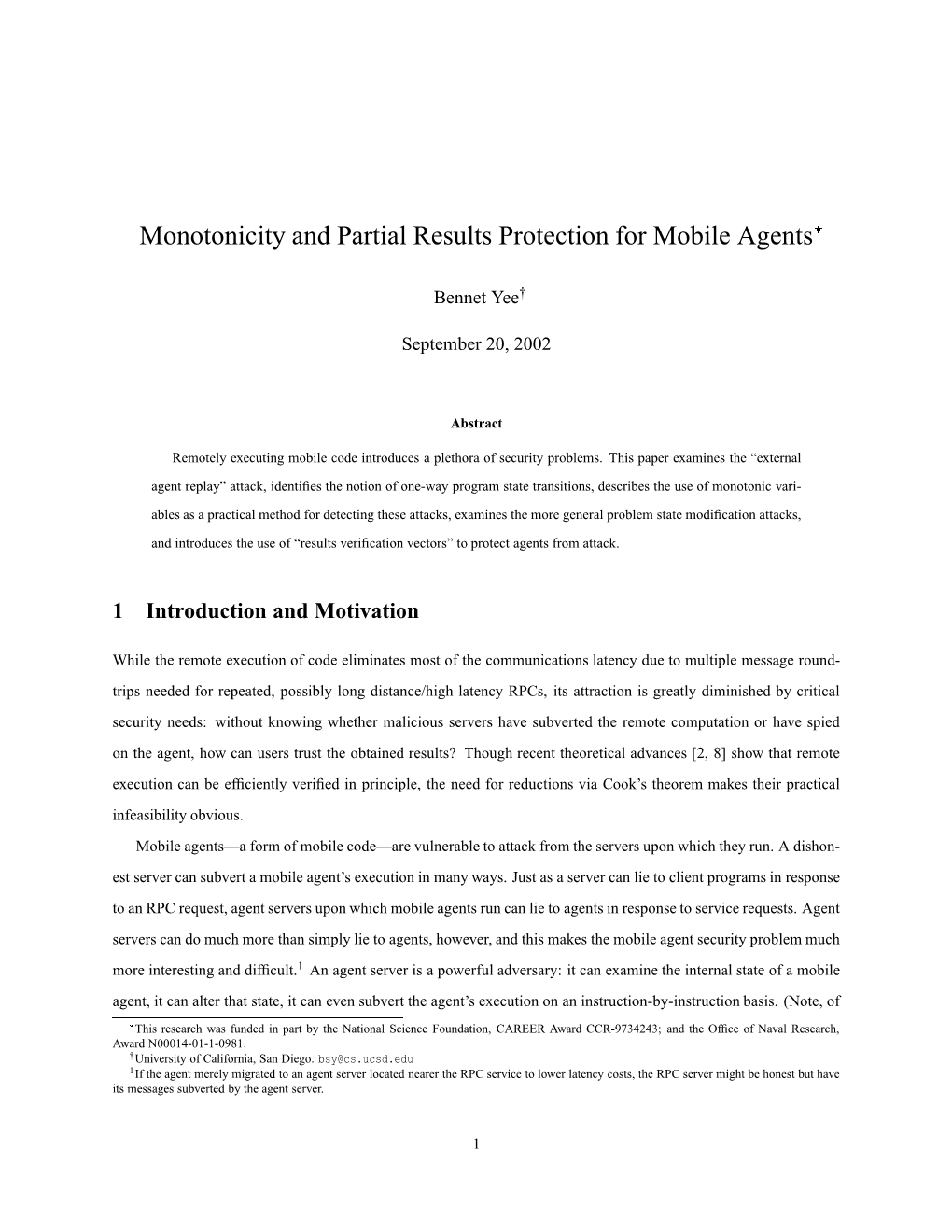 Monotonicity and Partial Results Protection for Mobile Agents