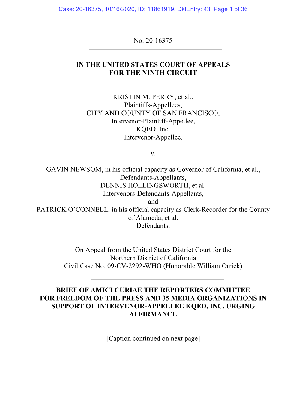 No. 20-16375 in the UNITED STATES COURT of APPEALS