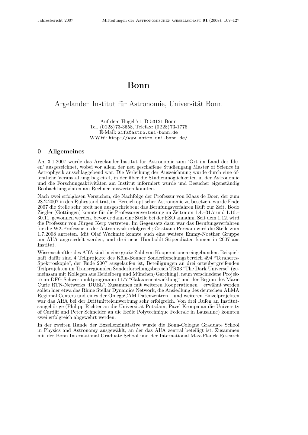 Argelander–Institut Für Astronomie, Universität Bonn