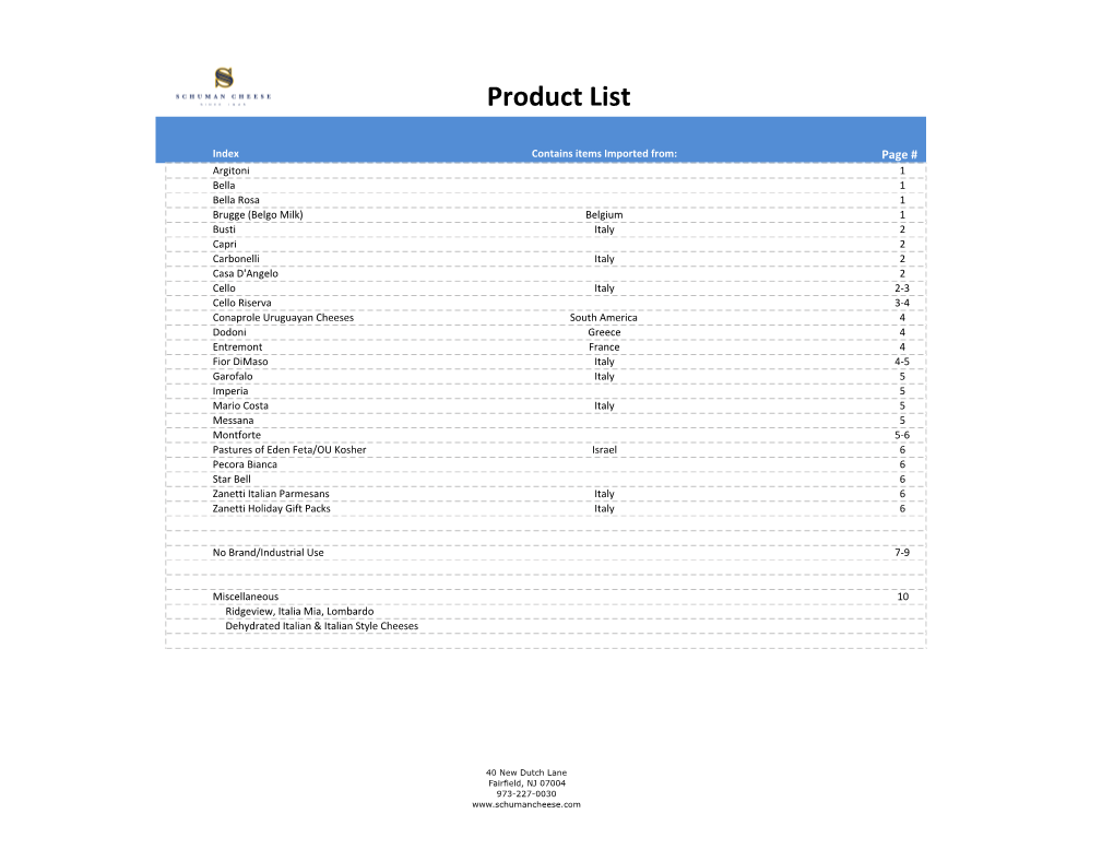 Download Product List