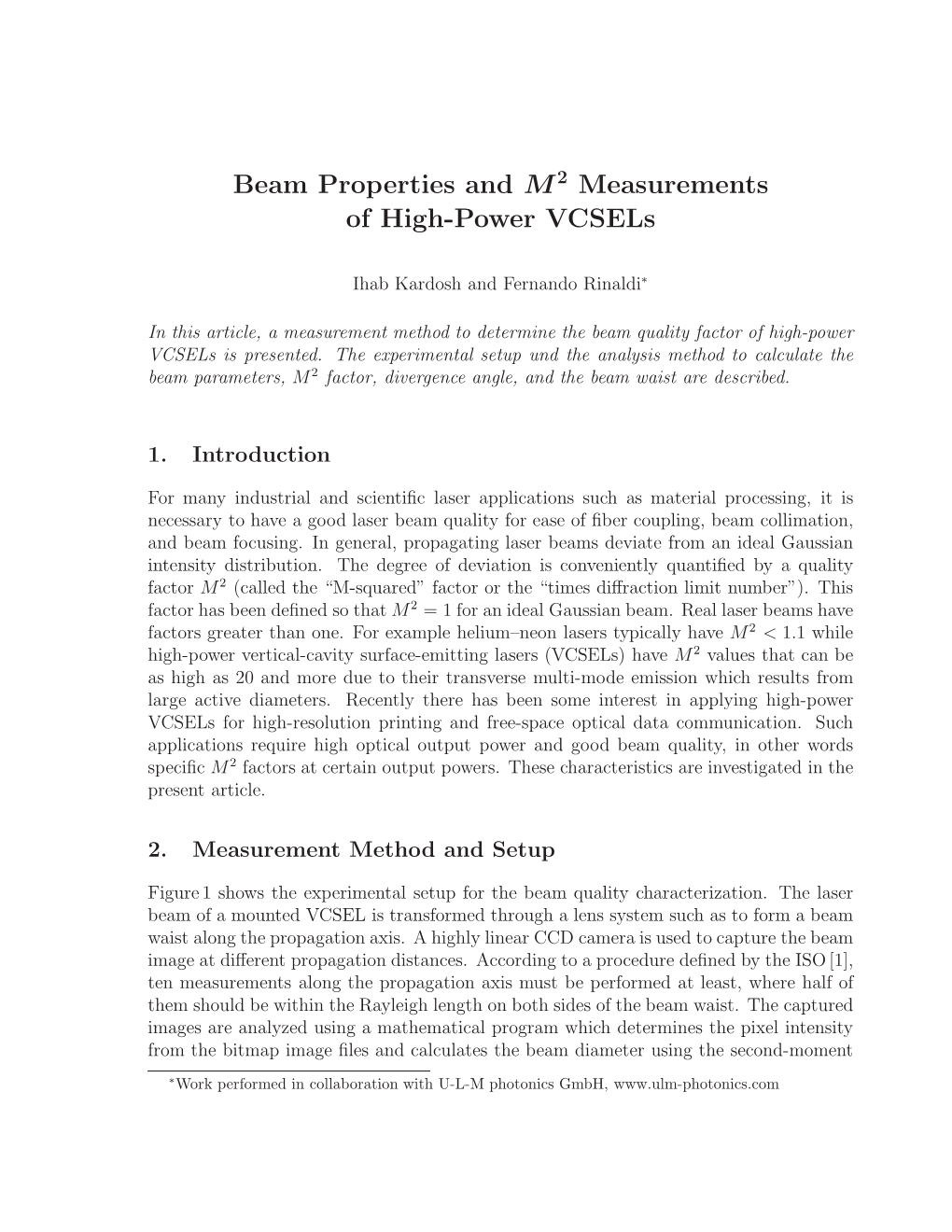 Measurements of High-Power Vcsels