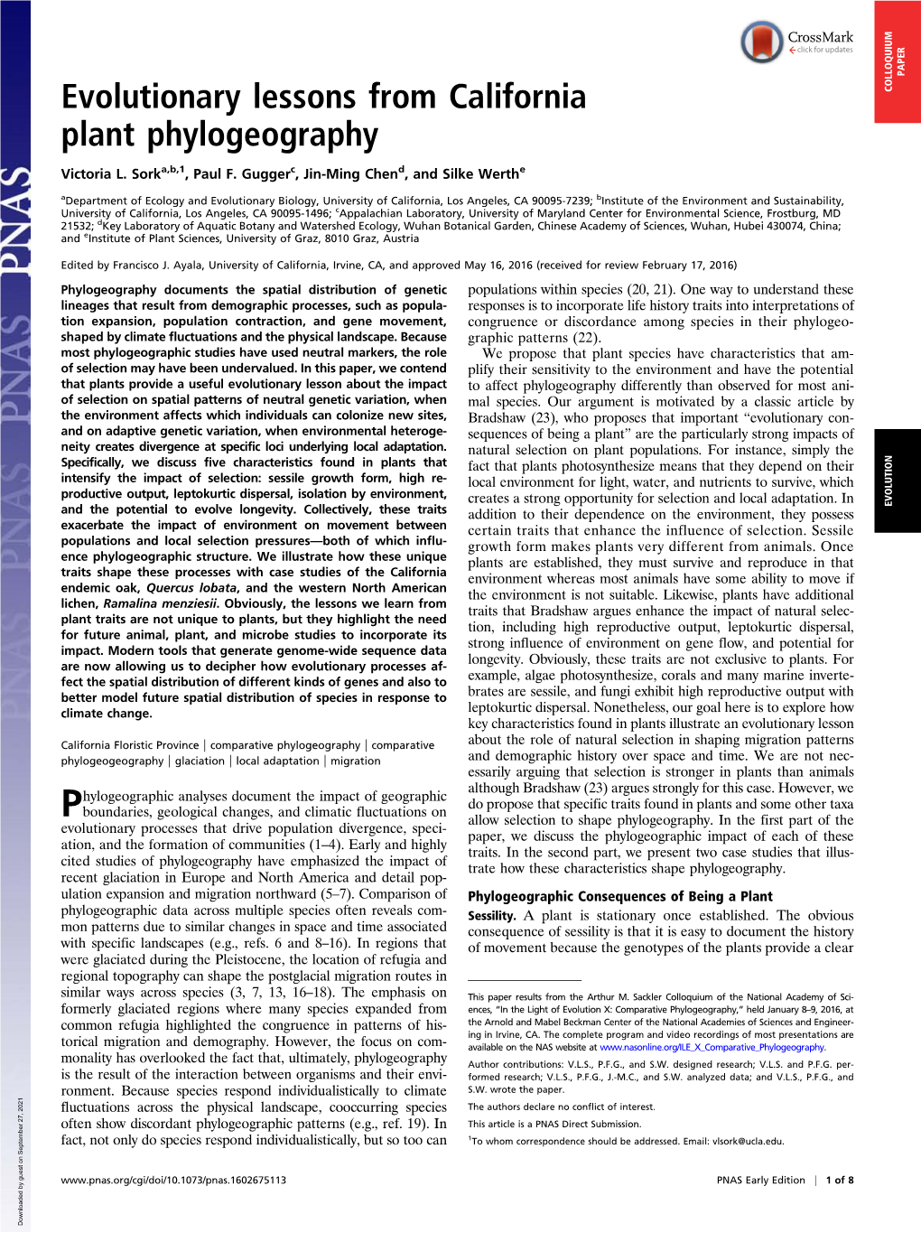 Evolutionary Lessons from California Plant Phylogeography