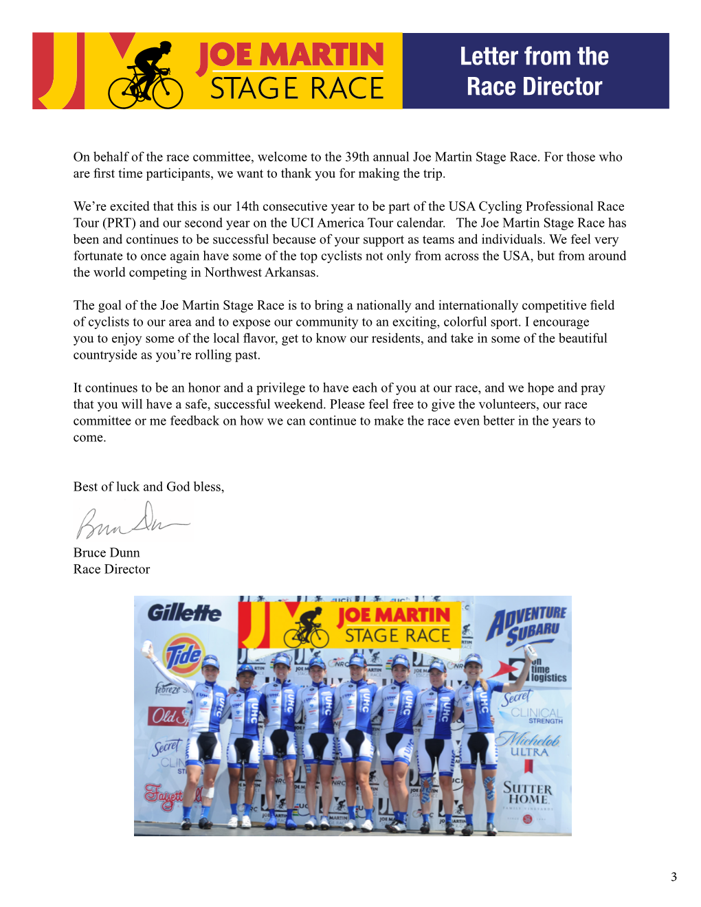 Letter from the Race Director