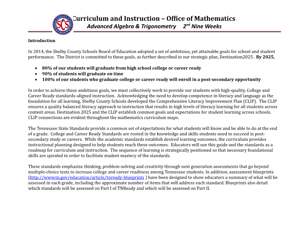 Curriculum and Instruction Office of Mathematics