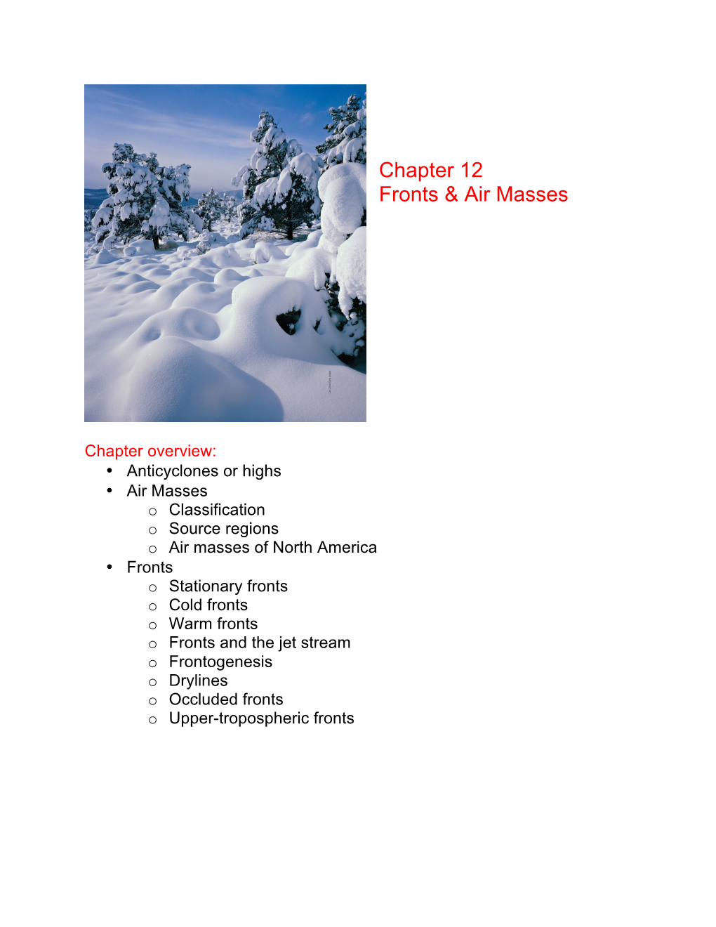 Chapter 12 Fronts & Air Masses