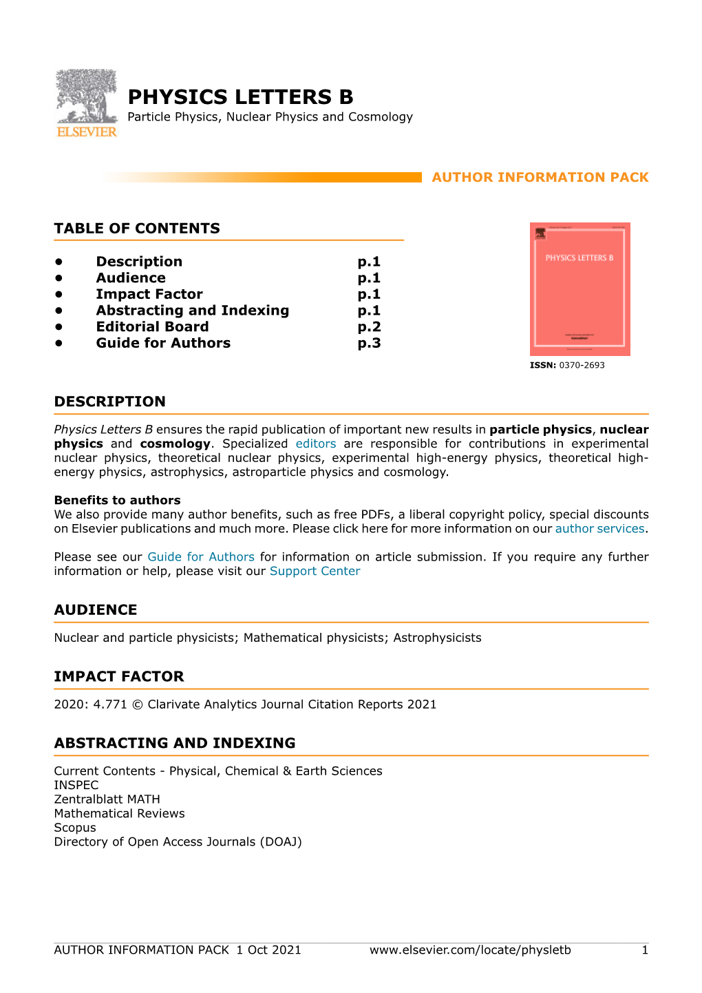 PHYSICS LETTERS B Particle Physics, Nuclear Physics and Cosmology