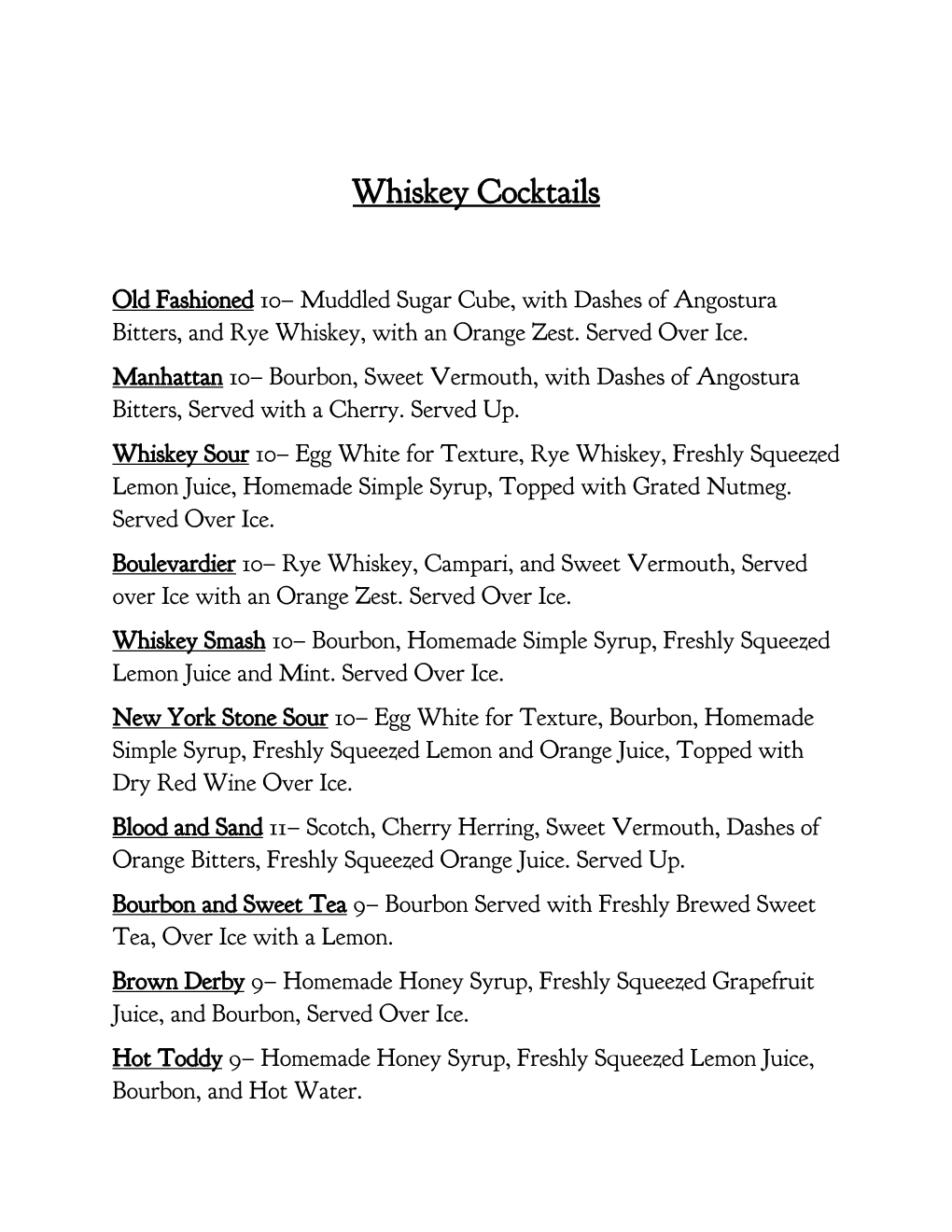 Whiskey Cocktails