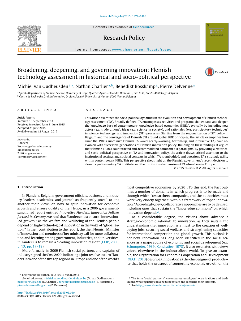 Flemish Technology Assessment in Historical and Socio-Political