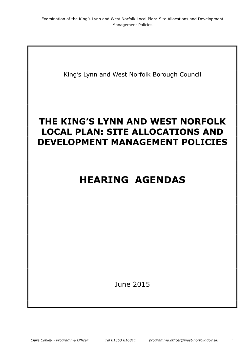 Hearing Agendas June 2015