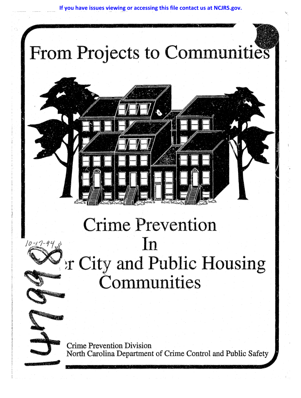 From Projects to Communitie Crime Prevention . ·~R City and Public