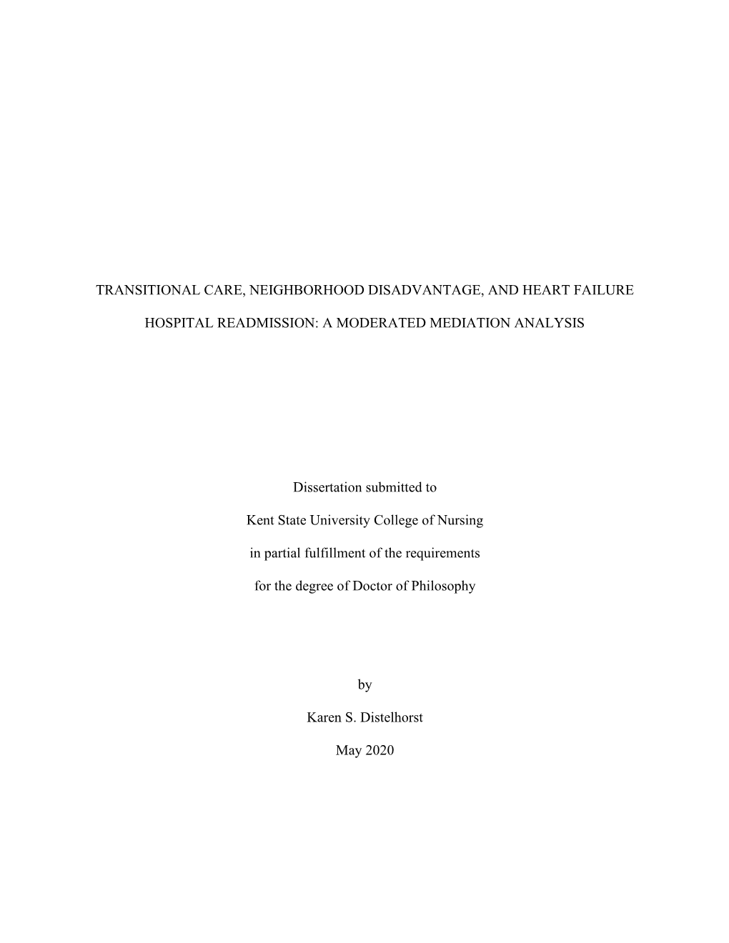 Transitional Care, Neighborhood Disadvantage, and Heart Failure