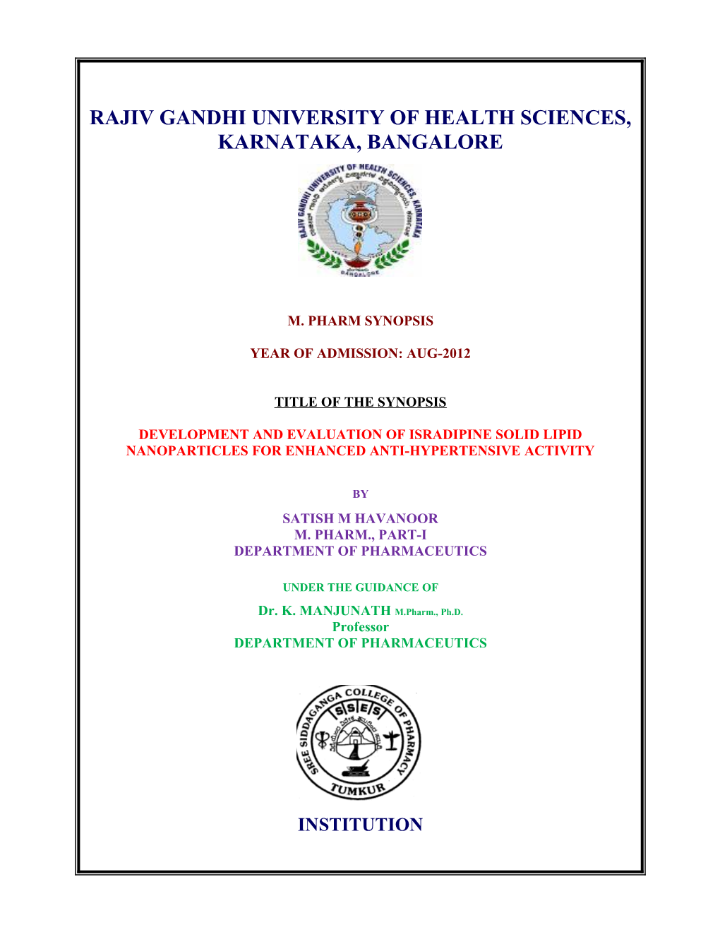 Rajiv Gandhi University of Health Sciences, Karnataka s47