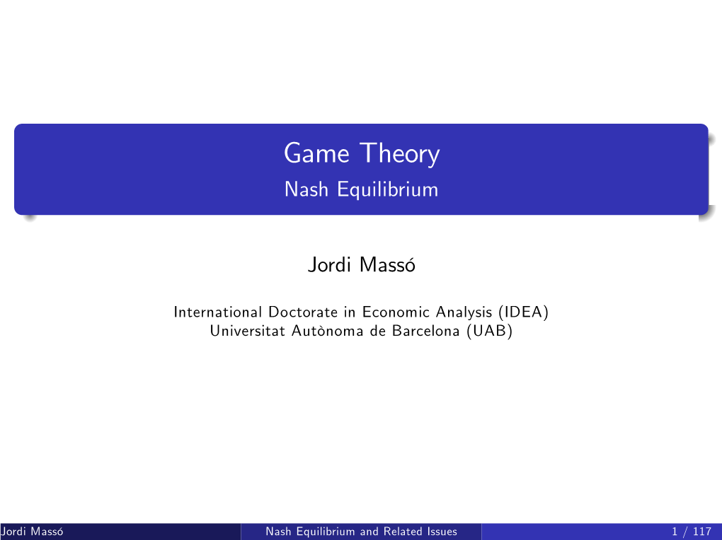 Game Theory Nash Equilibrium