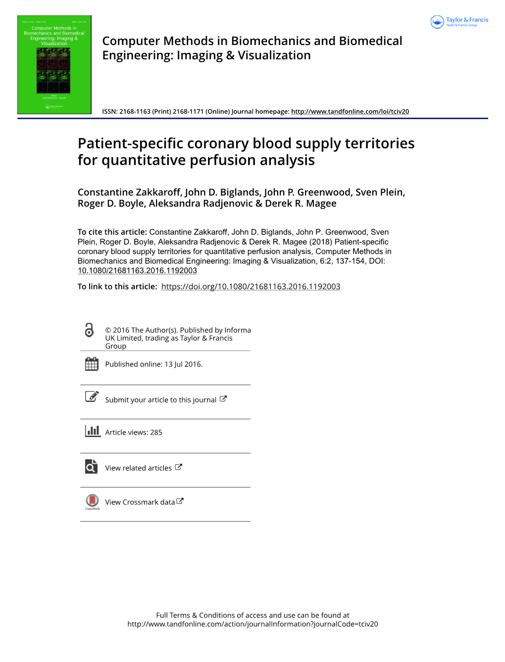 Patient-Specific Coronary Blood Supply Territories for Quantitative Perfusion Analysis