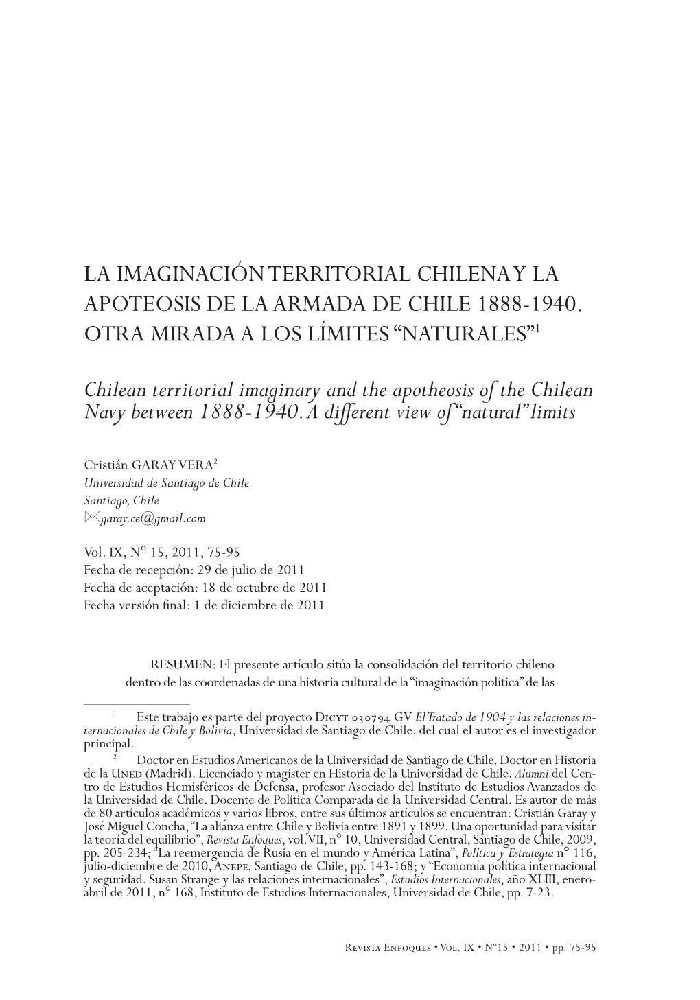 La Imaginación Territorial Chilena Y La Apoteosis De La Armada De Chile 1888-1940 75