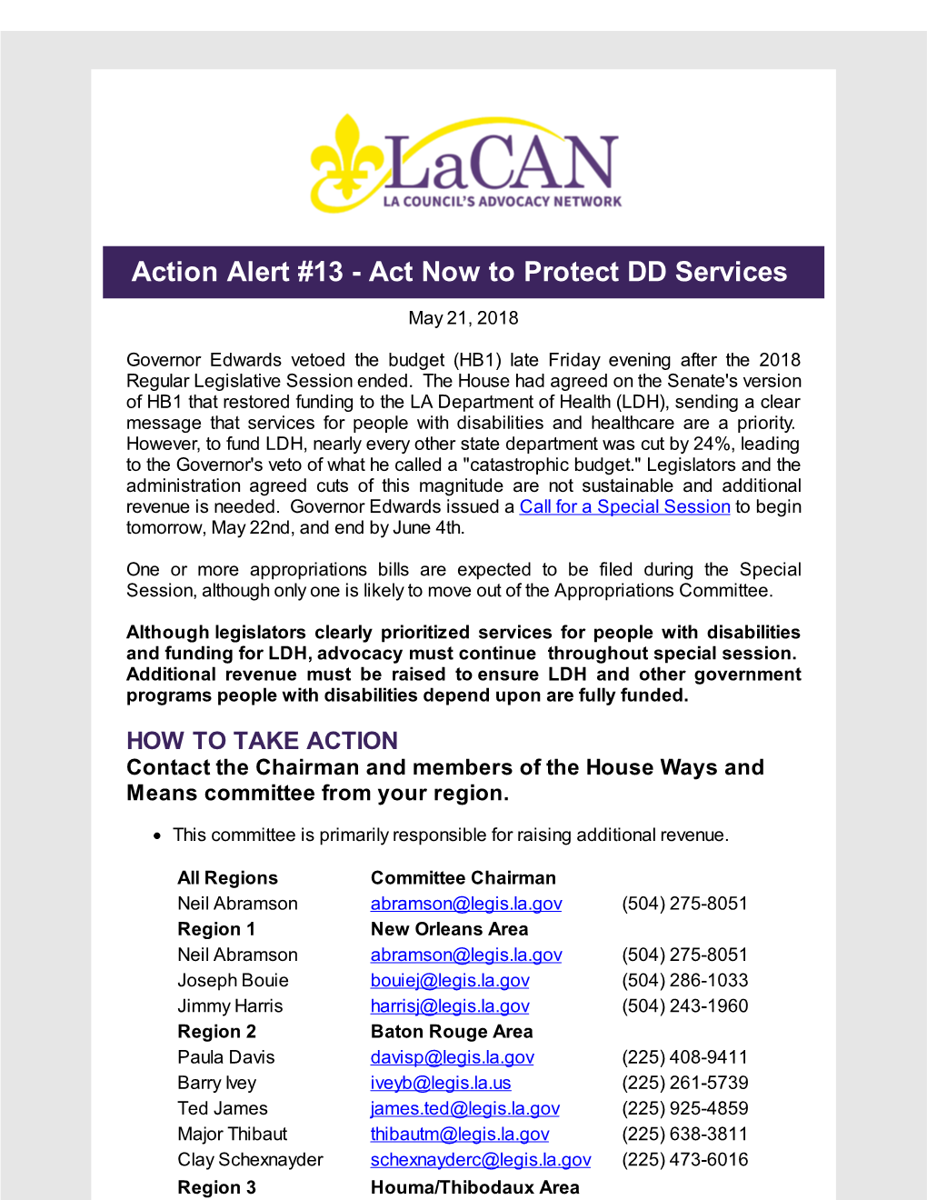 Action Alert #13 - Act Now to Protect DD Services