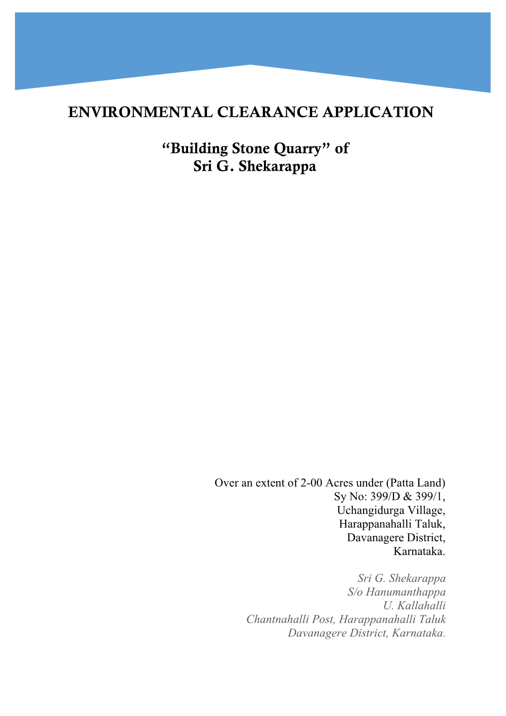 Environmental Cleanrance Application