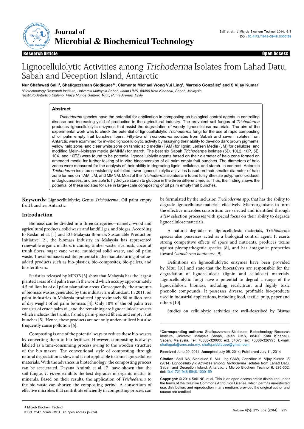 Lignocellulolytic Activities Among Trichoderma Isolates from Lahad