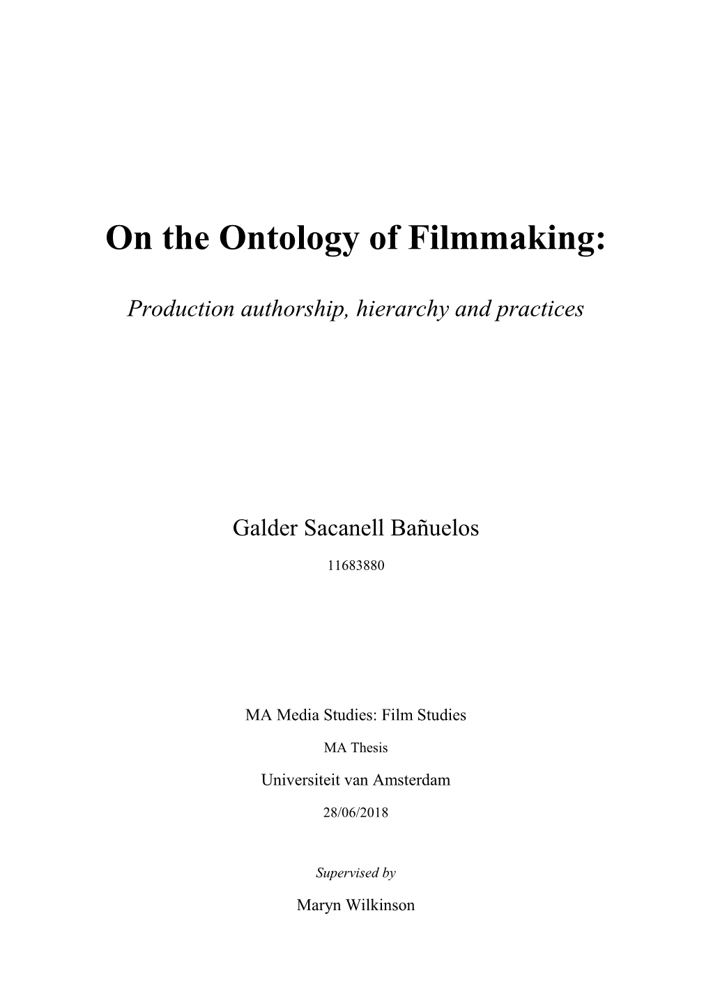 On the Ontology of Filmmaking