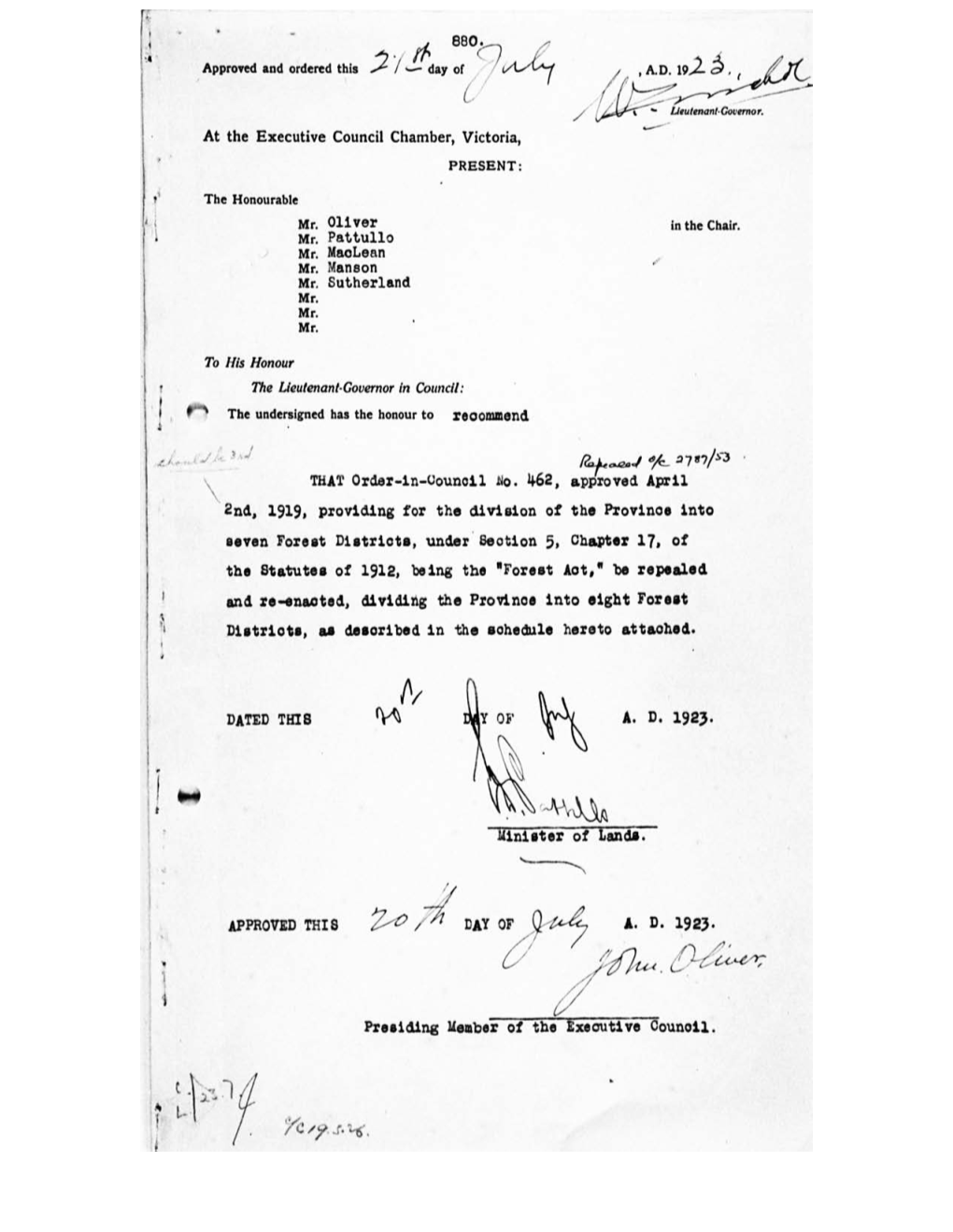 Order in Council 880/1923