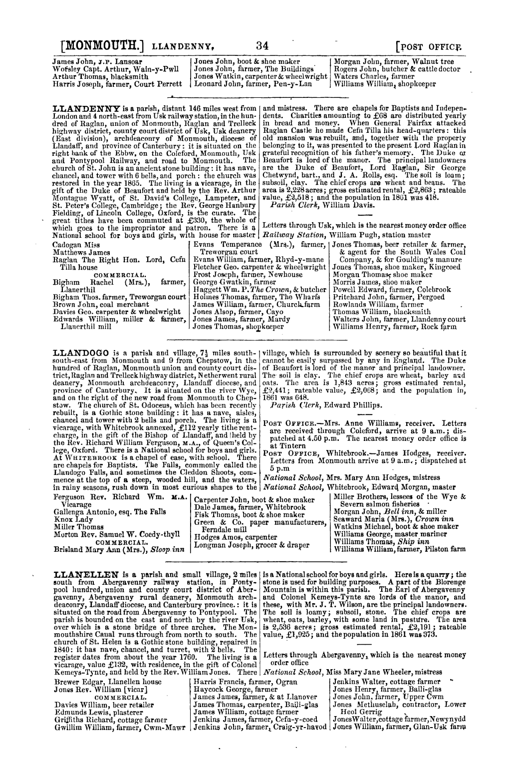 IMONMOUTH.] LLANDENNY, 34 ( Fost Officf~ James John, ;R.P