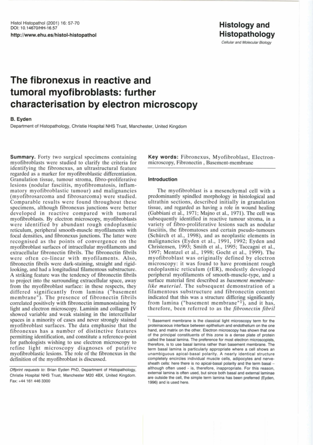 The Fibronexus in Reactive and Tumoral Myofibroblasts: Further Characterisation by Electron Microscopy