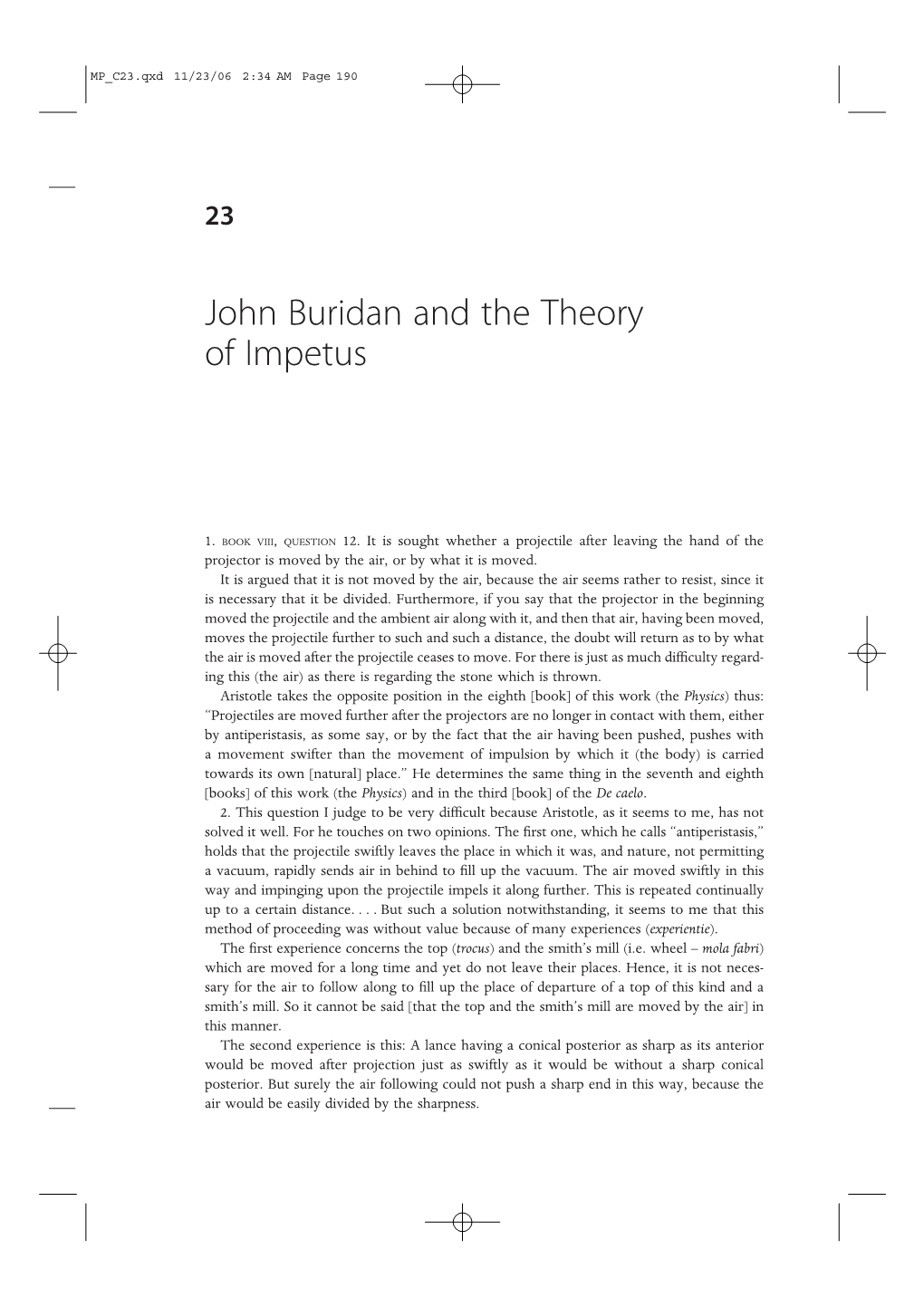 John Buridan and the Theory of Impetus