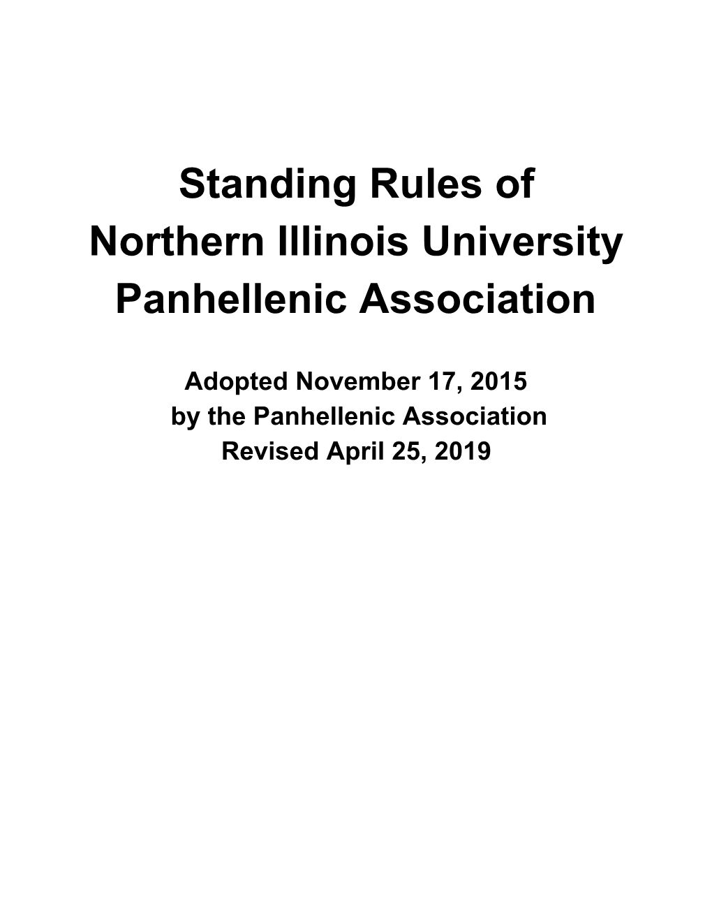 Standing Rules of Northern Illinois University Panhellenic Association