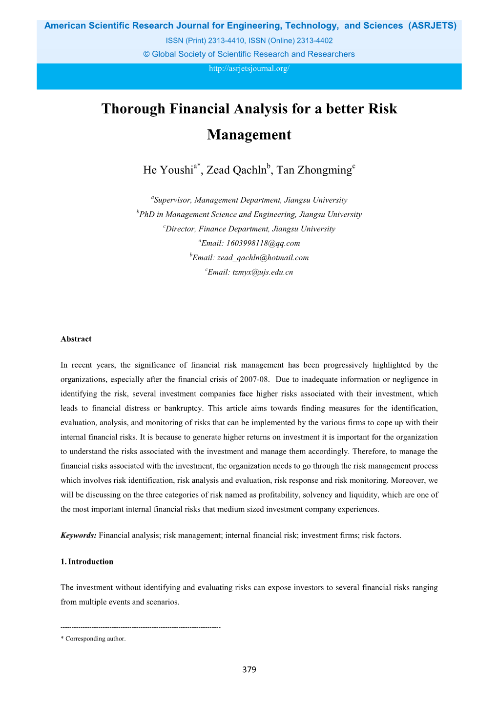 Thorough Financial Analysis for a Better Risk Management
