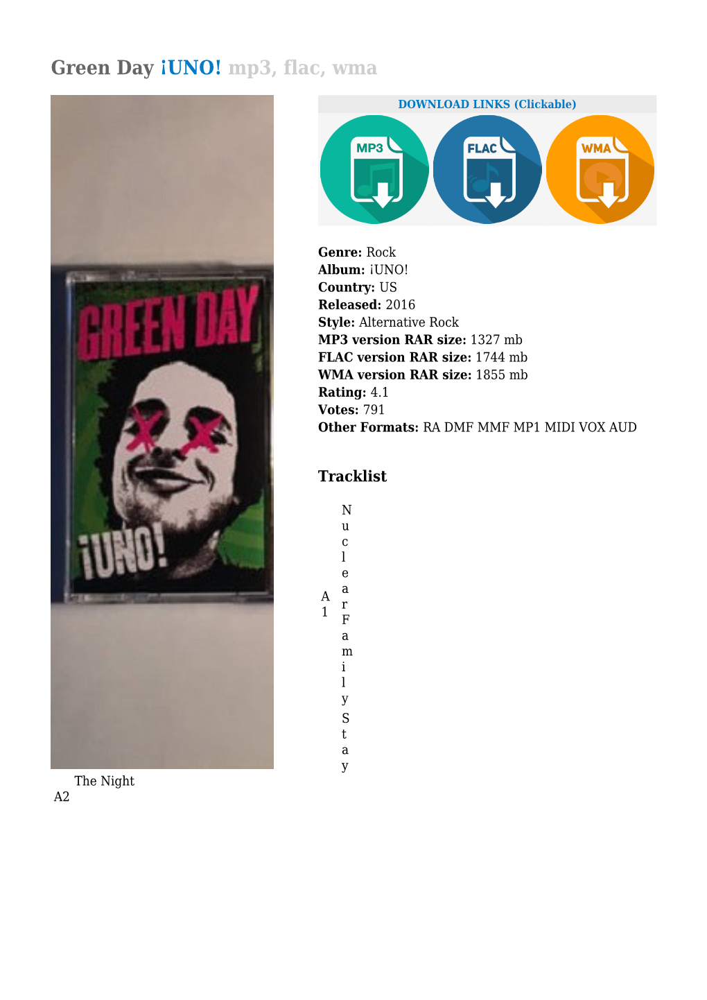 Green Day ¡UNO! Mp3, Flac, Wma