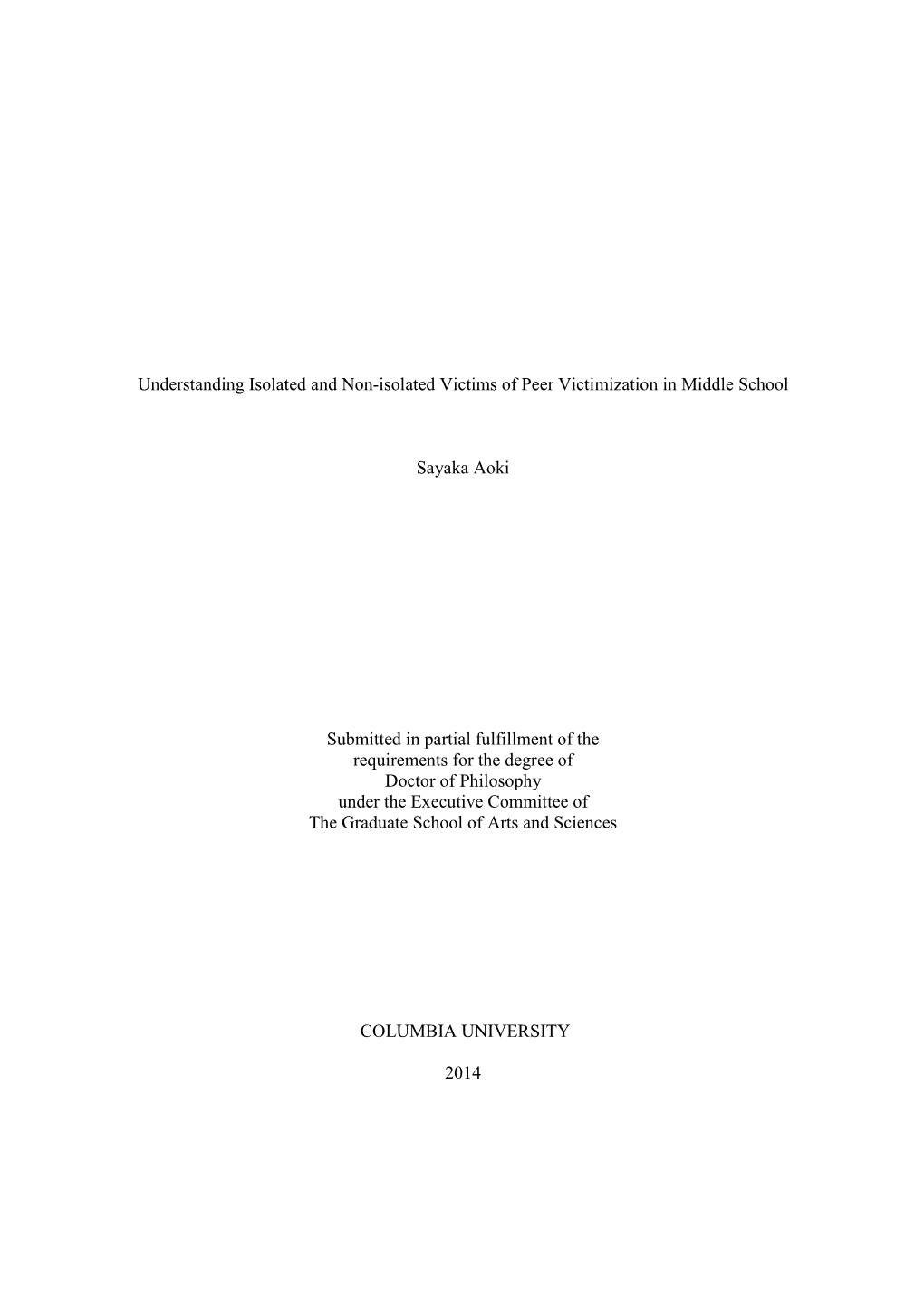 Understanding Isolated and Non-Isolated Victims of Peer Victimization in Middle School