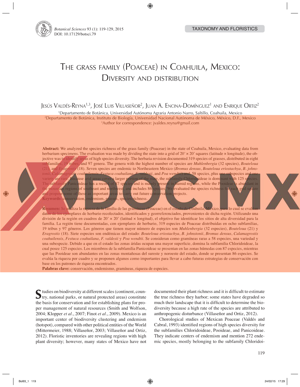 The Grass Family (Poaceae) in Coahuila, Mexico: Diversity and Distribution