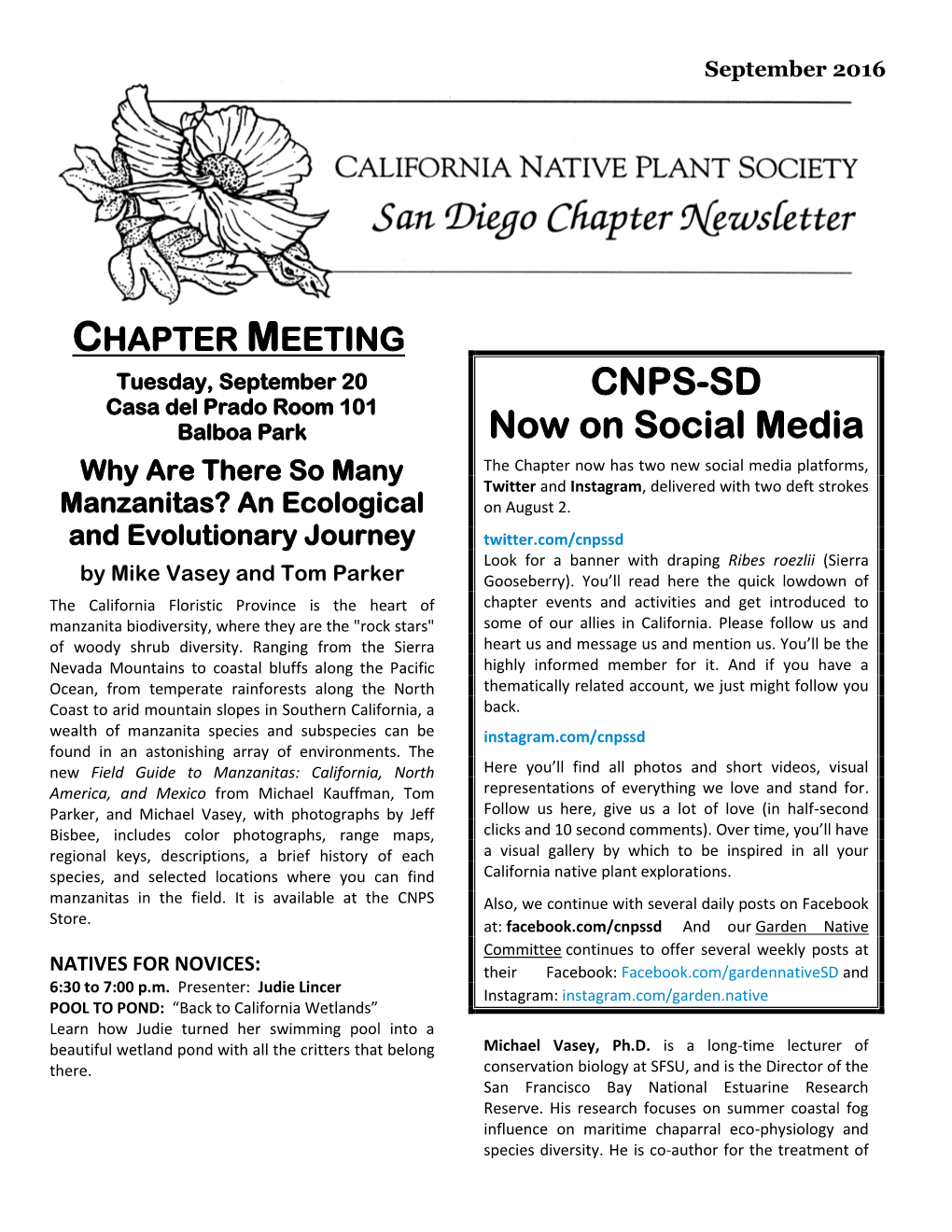 CNPS-SD Now on Social Media