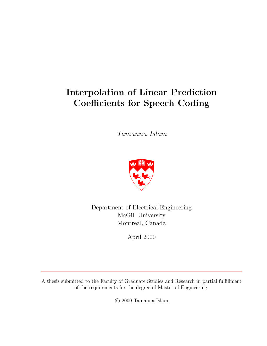 Interpolation of Linear Prediction Coefficients for Speech Coding