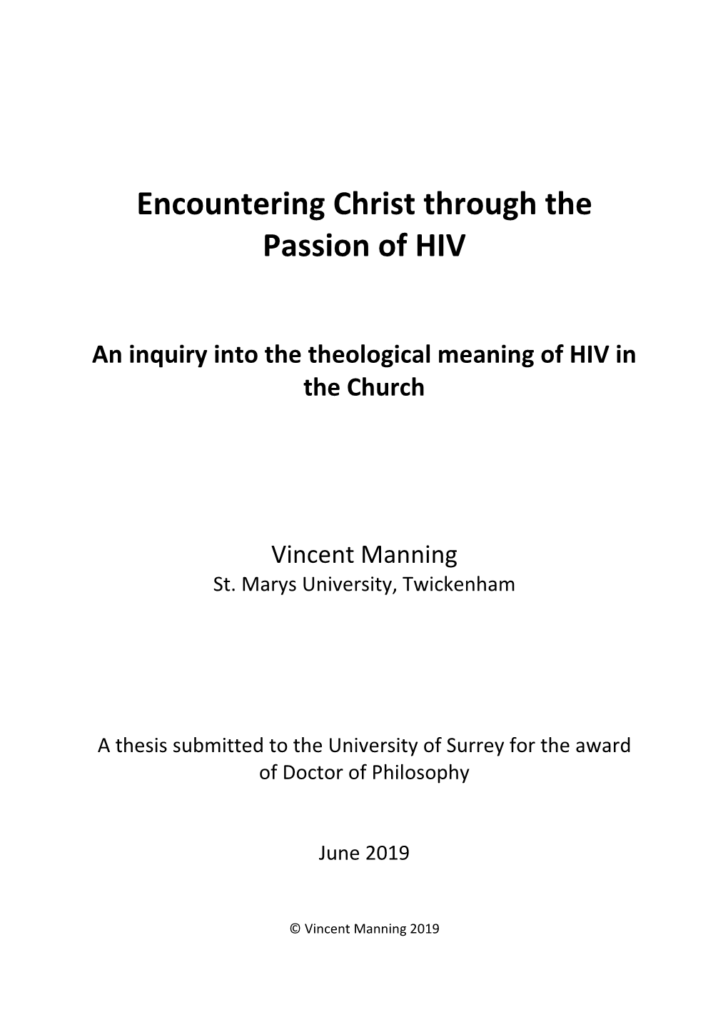 Encountering Christ Through the Passion of HIV