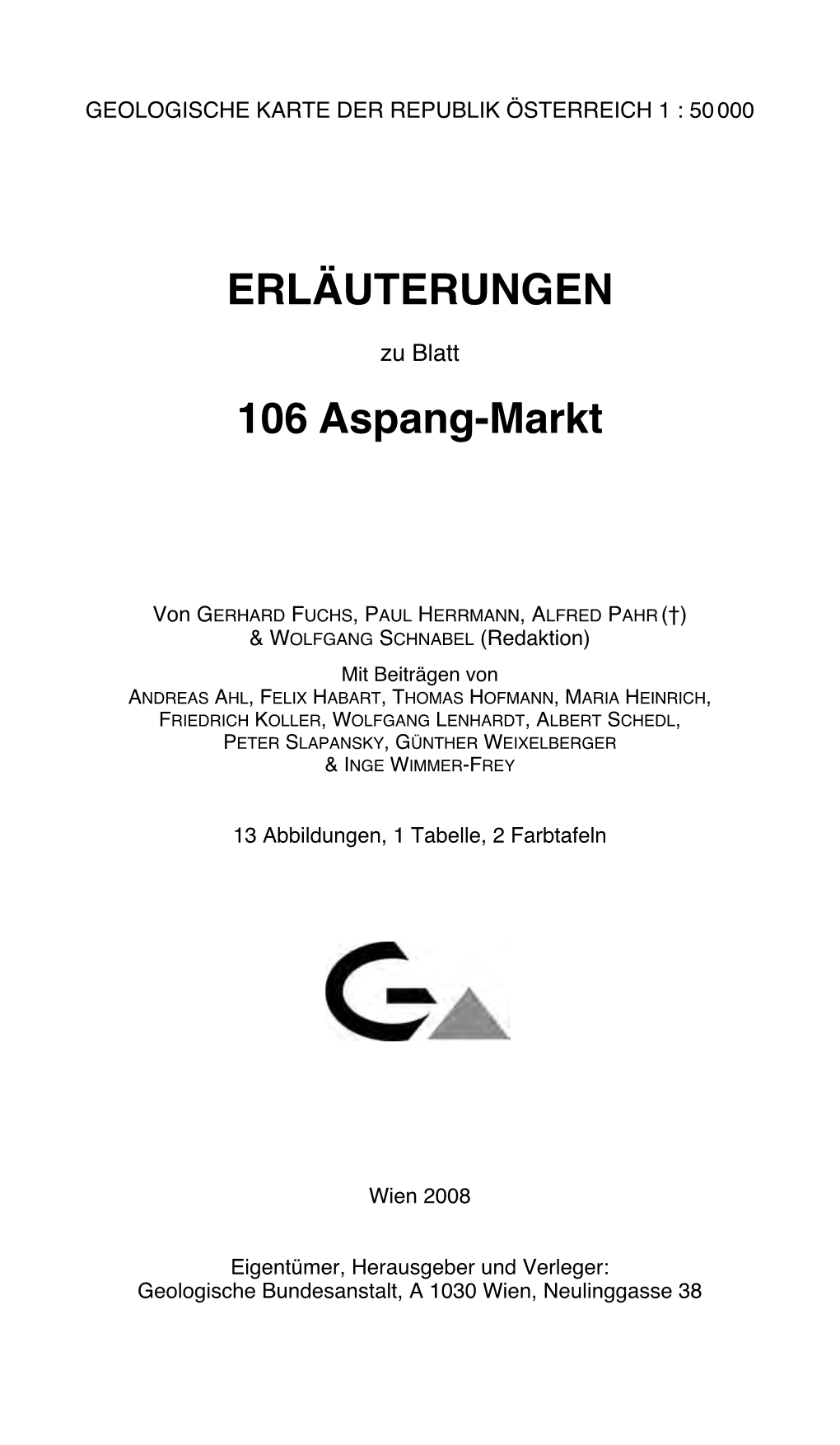 Erläuterungen 106 Aspang-Markt Bohrung Therme Linsberg Nach Den Aufnahmen Von G