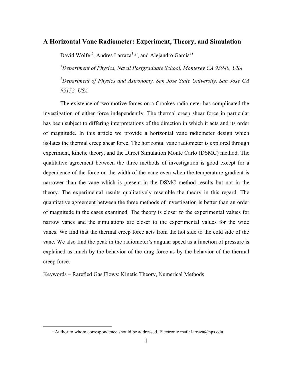 A Horizontal Vane Radiometer: Experiment, Theory, and Simulation