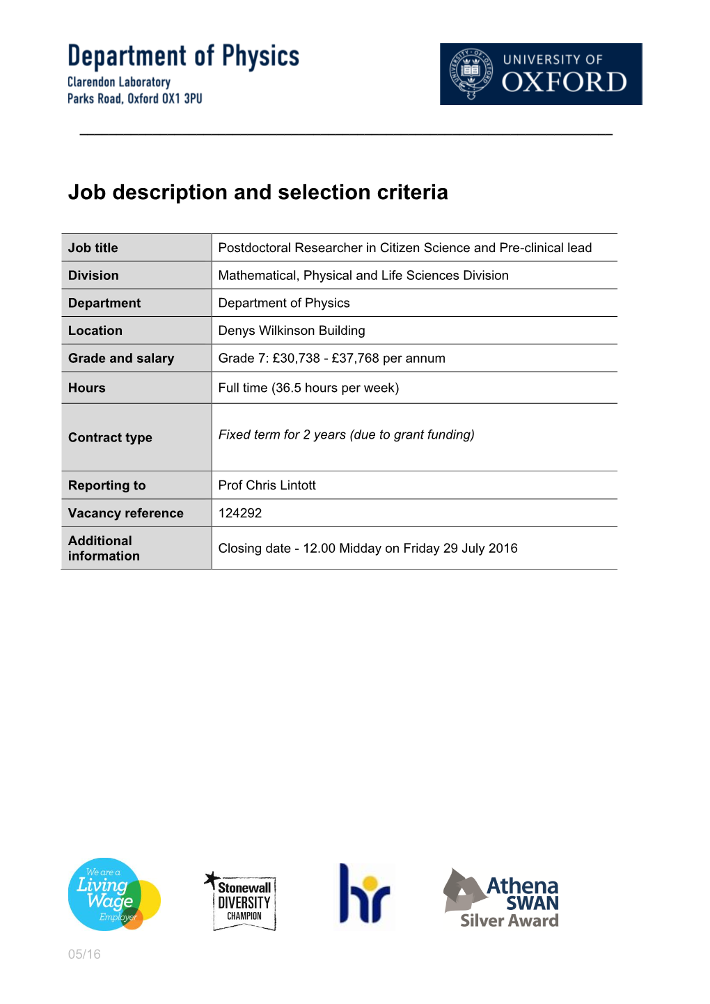 Job Description and Person Specificationselection Criteria