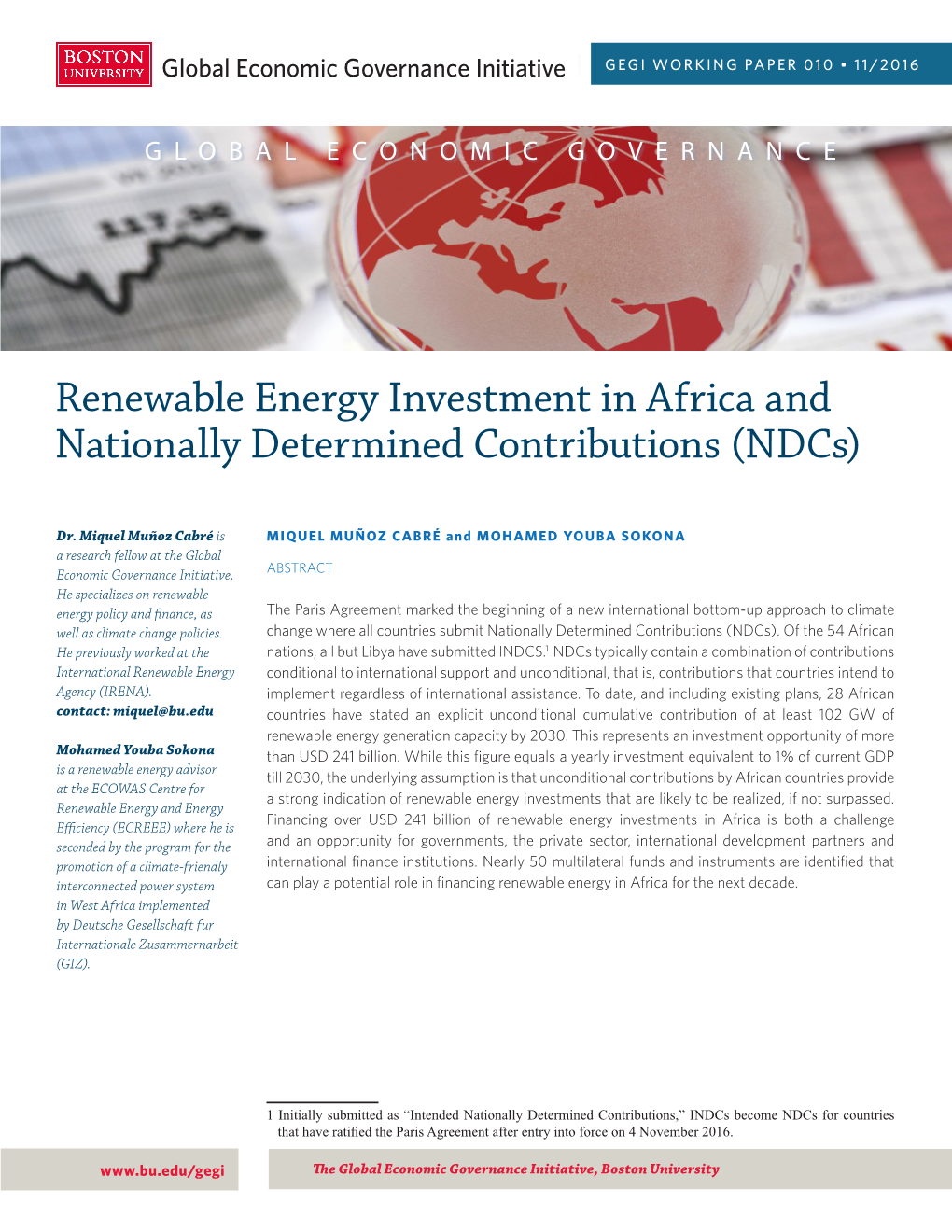 Renewable Energy Investment in Africa and Nationally Determined Contributions (Ndcs)