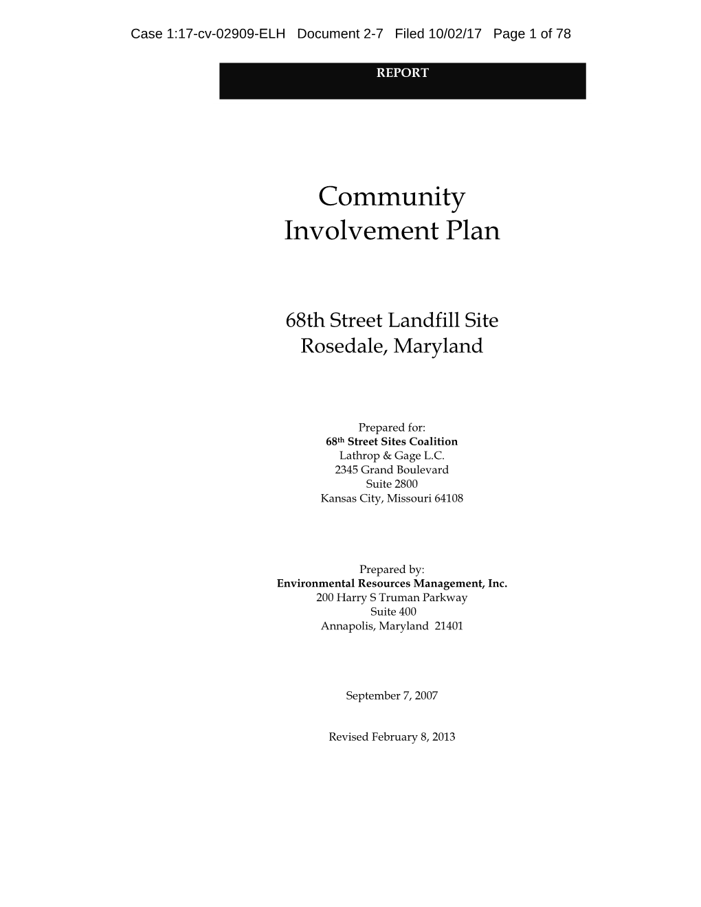 Community Involvement Plan