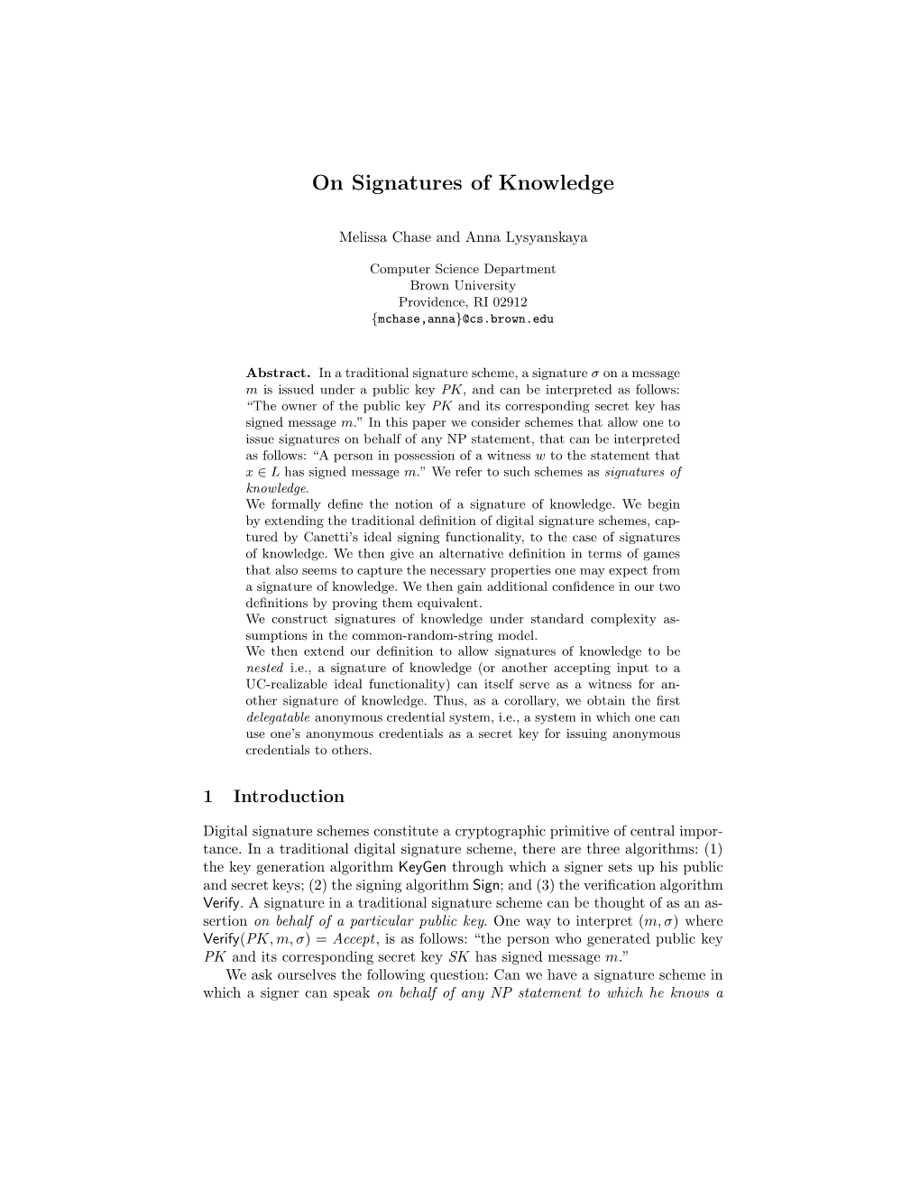 On Signatures of Knowledge